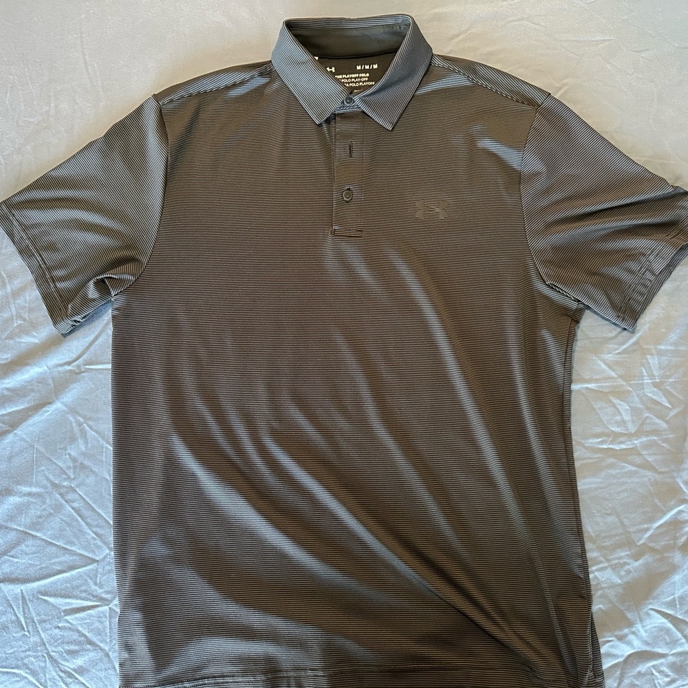Under Armour Men's Gray striped Golf Polo Shirt‎